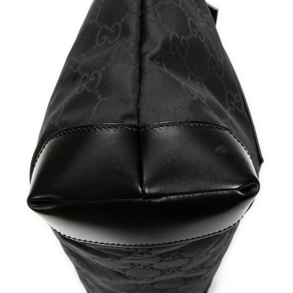 Shoulder Bag Medium Front Pocket Tote Black Monogrammed Nylon Canvas