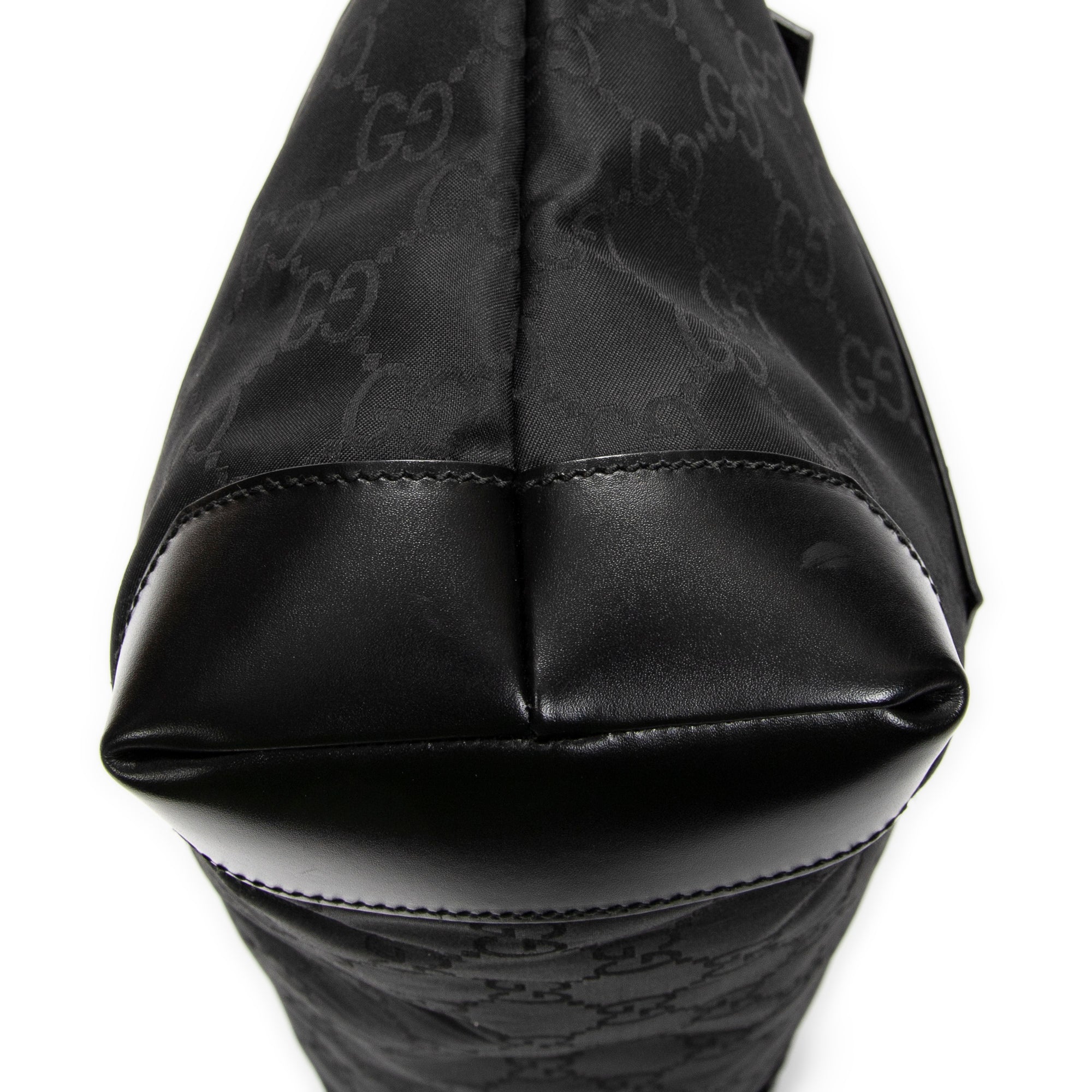 Shoulder Bag Medium Front Pocket Tote Black Monogrammed Nylon Canvas