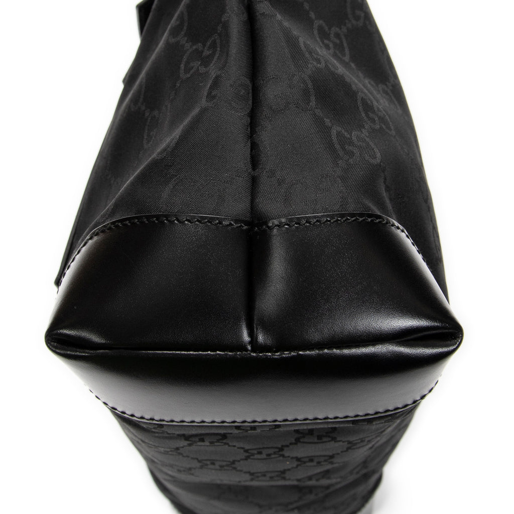 Shoulder Bag Medium Front Pocket Tote Black Monogrammed Nylon Canvas