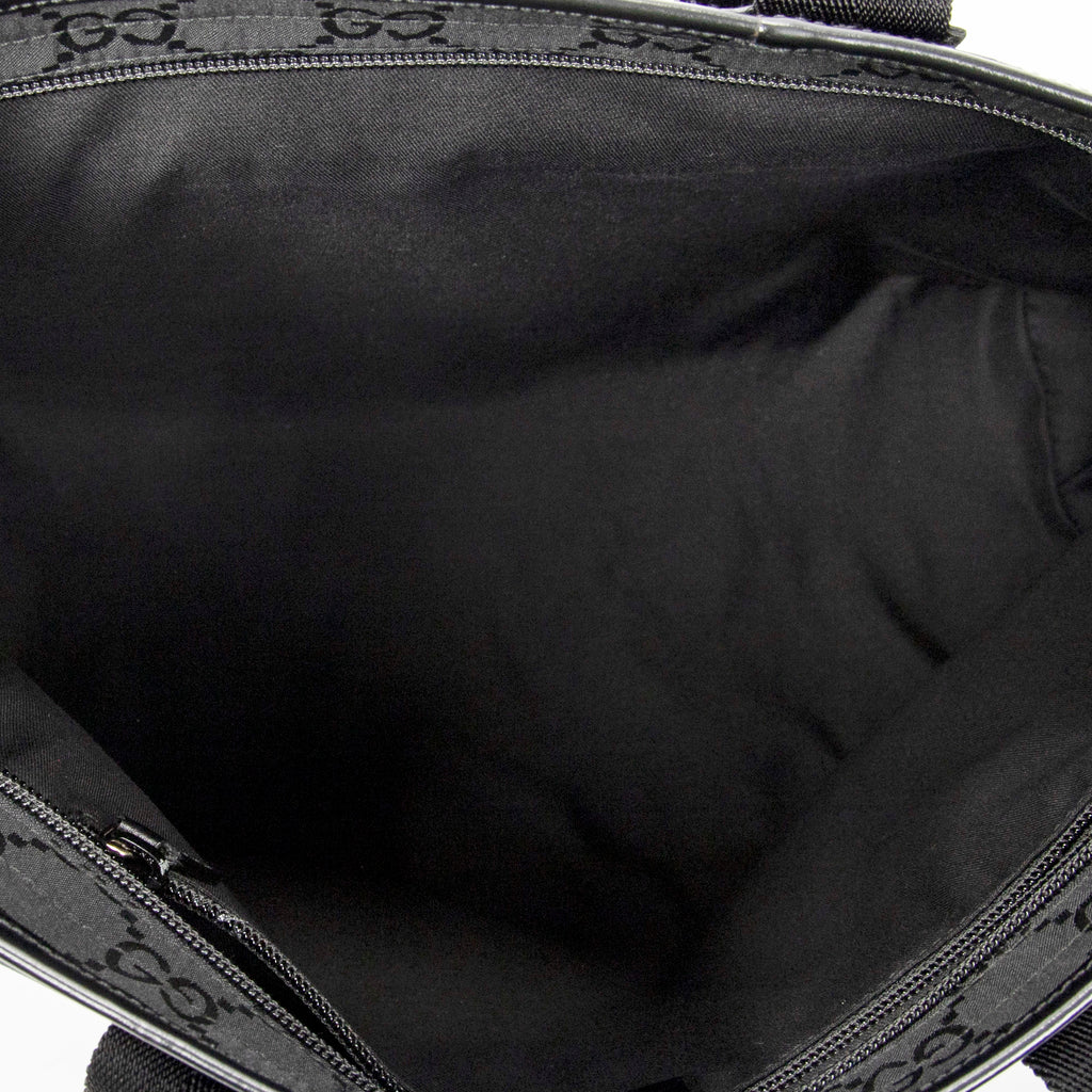 Shoulder Bag Medium Front Pocket Tote Black Monogrammed Nylon Canvas