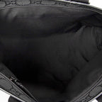 Shoulder Bag Medium Front Pocket Tote Black Monogrammed Nylon Canvas