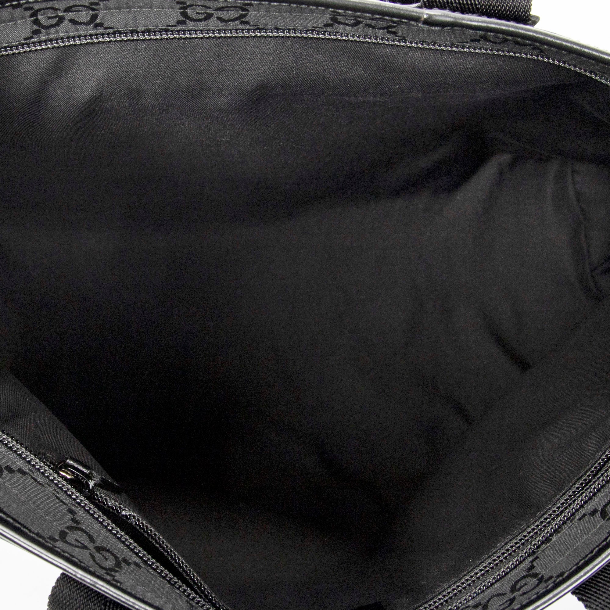 Shoulder Bag Medium Front Pocket Tote Black Monogrammed Nylon Canvas