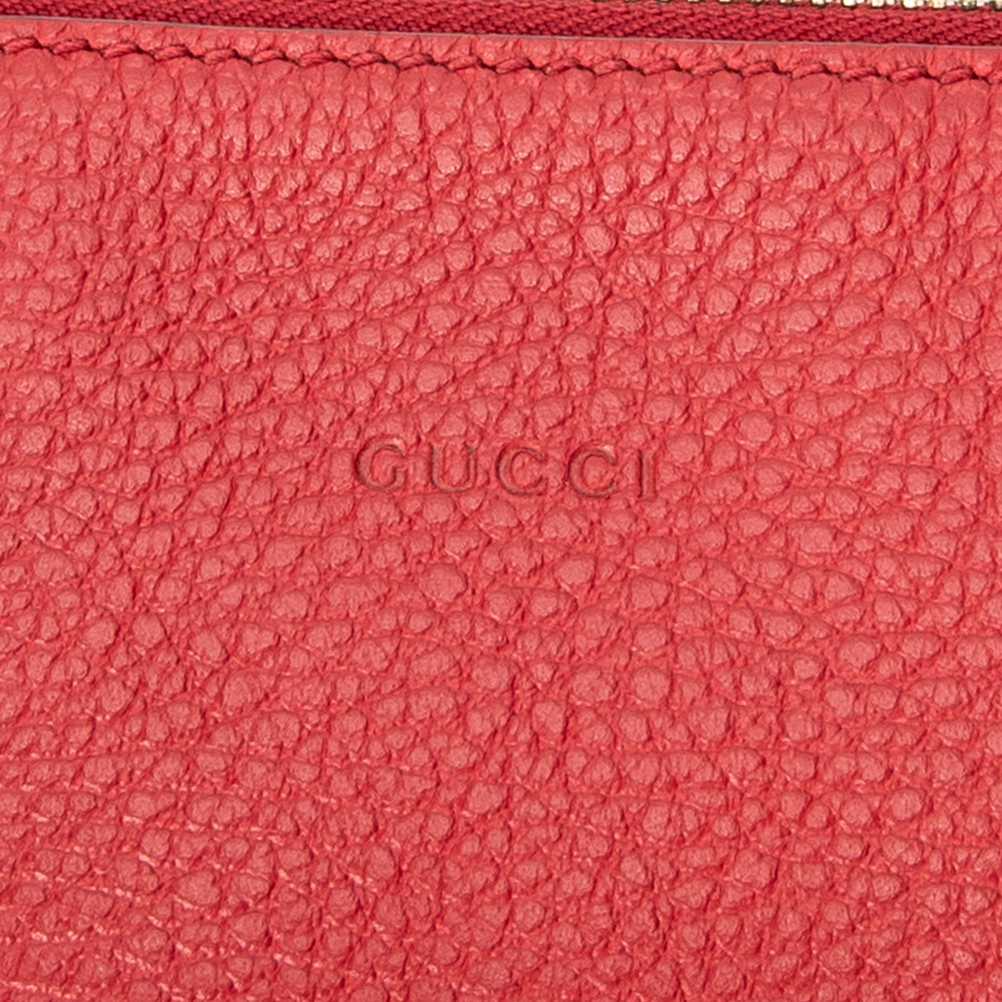 Clutch Bamboo Tassel Zip Clutch Red Grained Calfskin Leather