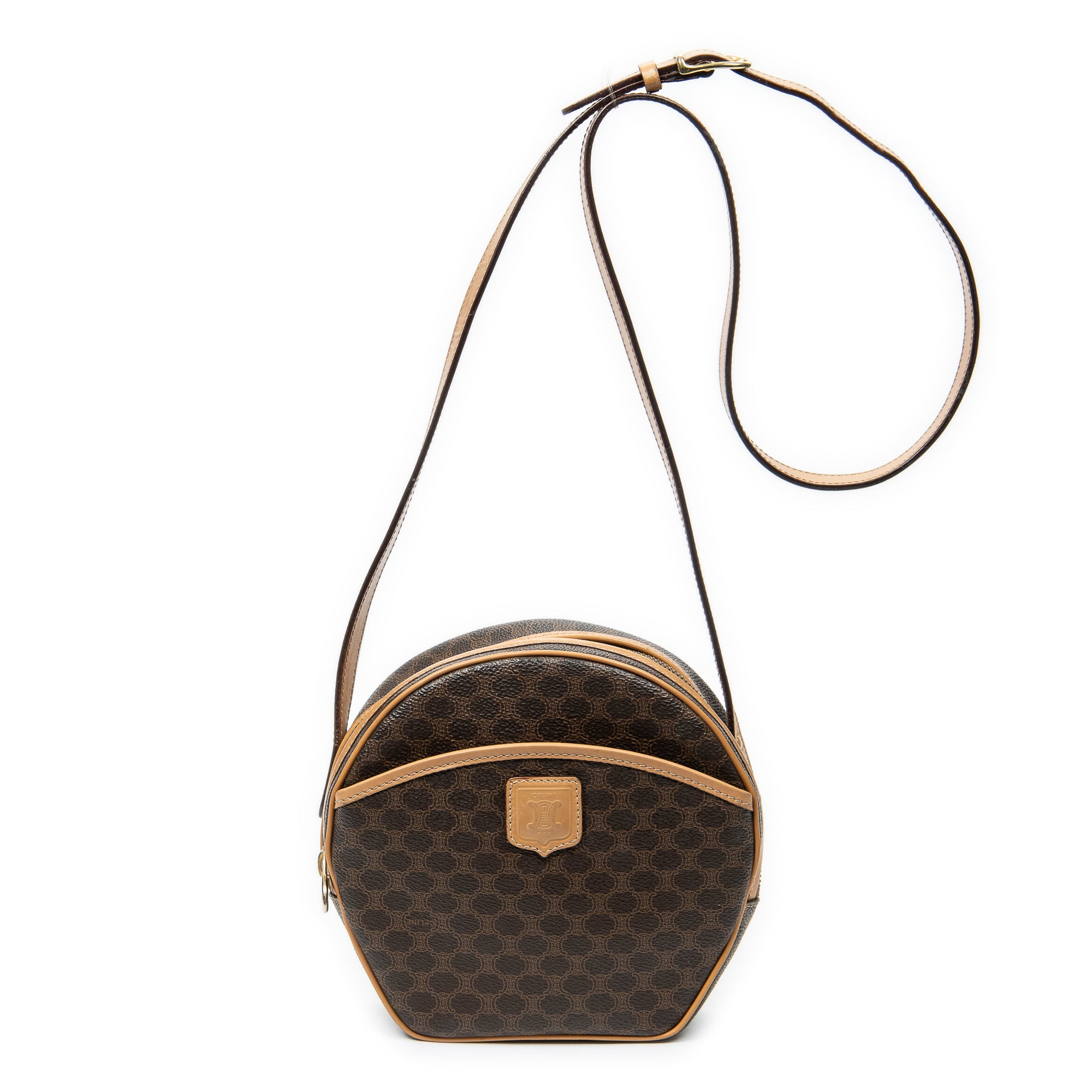 Bolso de hombro Dome vintage bandolera de lona revestida Macadam marrón