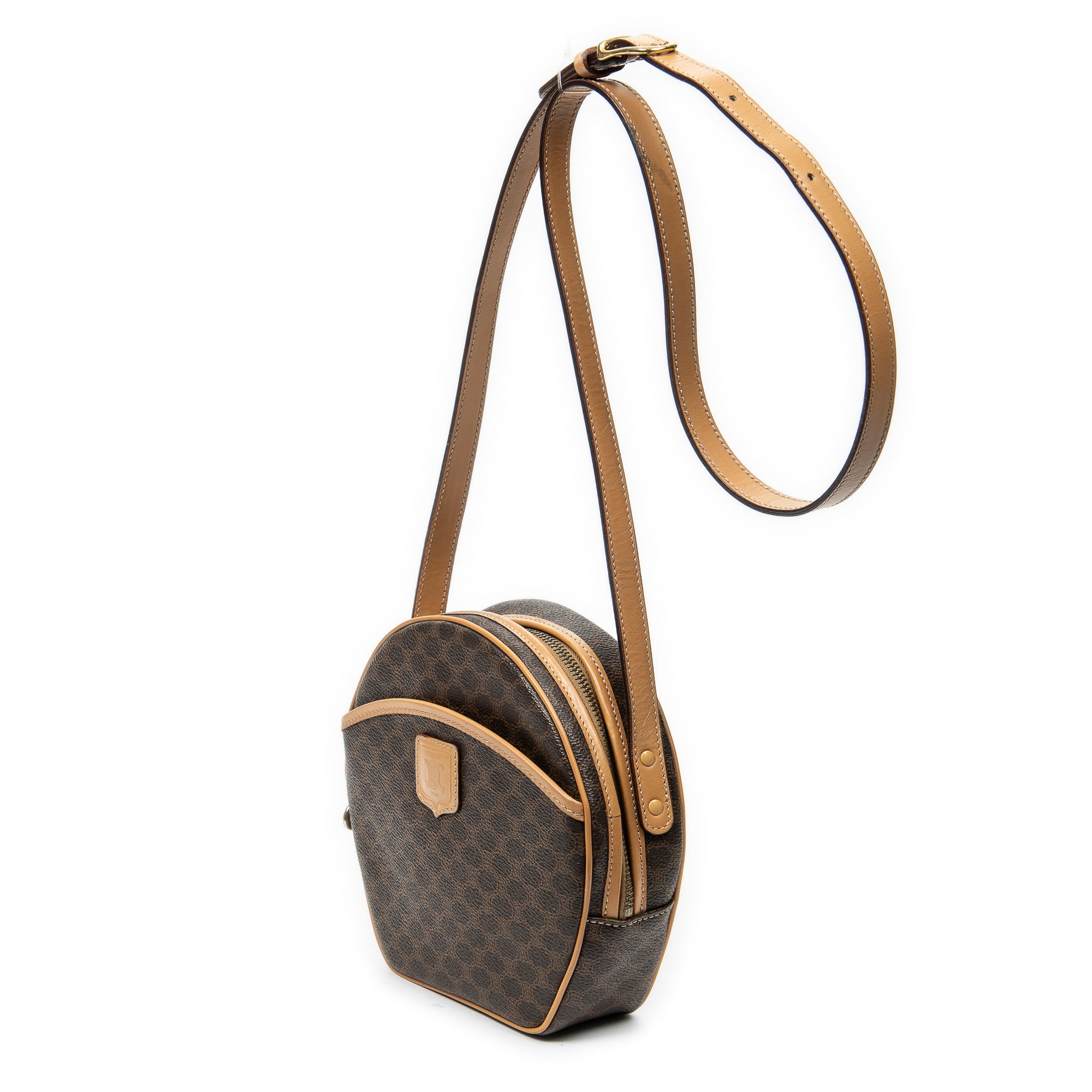 Bolso de hombro Dome vintage bandolera de lona revestida Macadam marrón