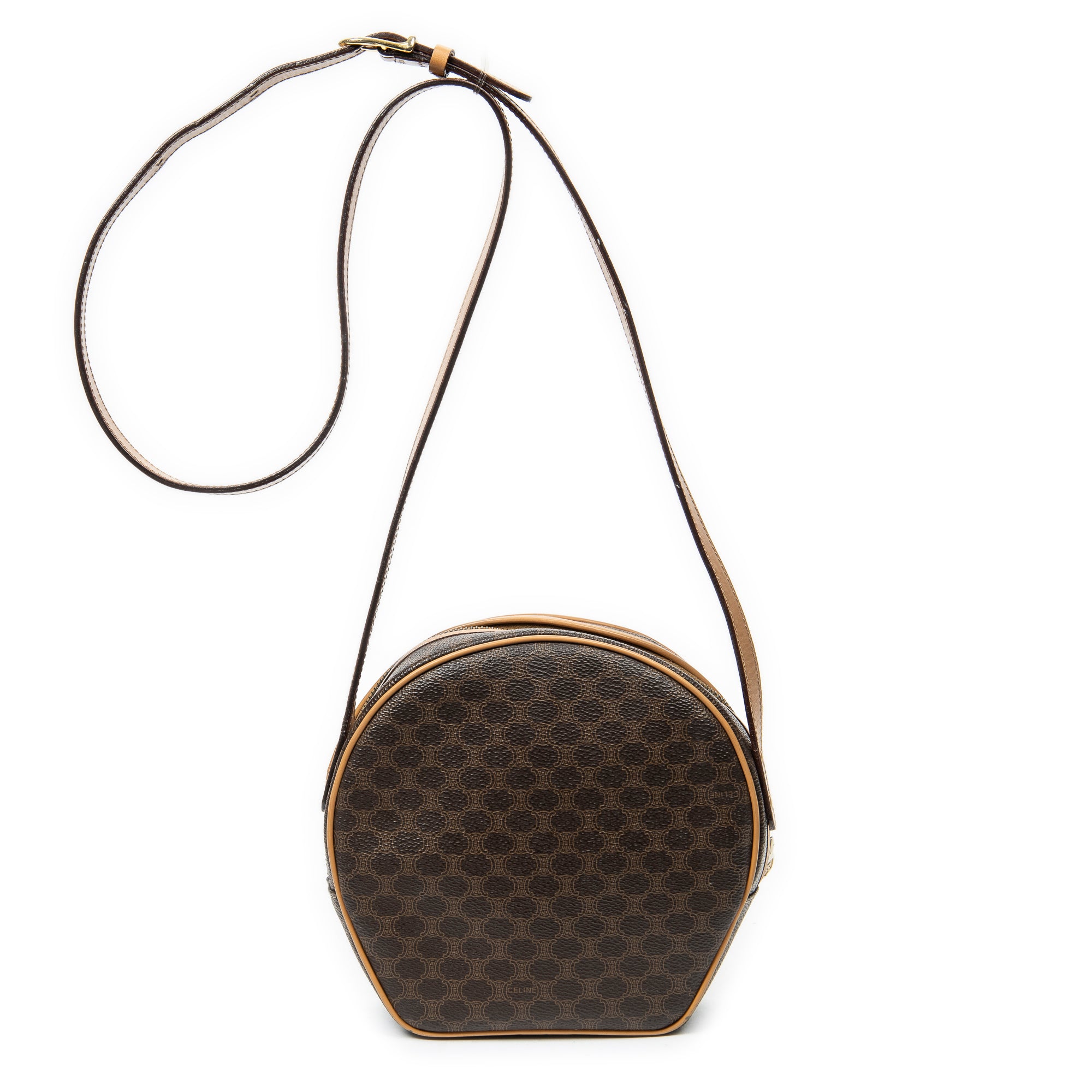 Bolso de hombro Dome vintage bandolera de lona revestida Macadam marrón