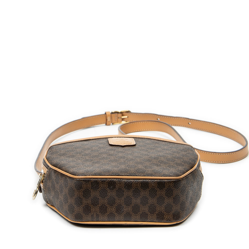 Bolso de hombro Dome vintage bandolera de lona revestida Macadam marrón