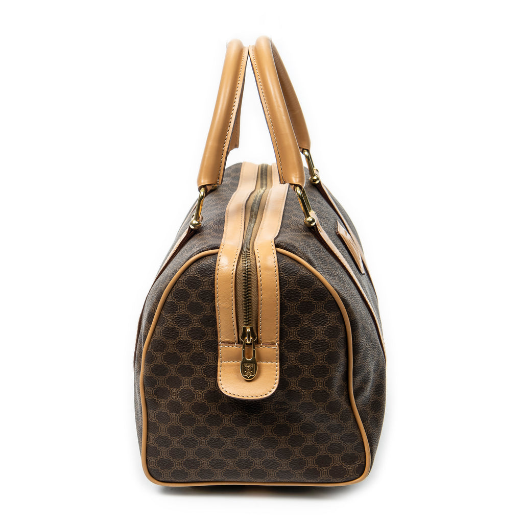 Bolso de mano Boston pequeño vintage de lona revestida Macadam marrón