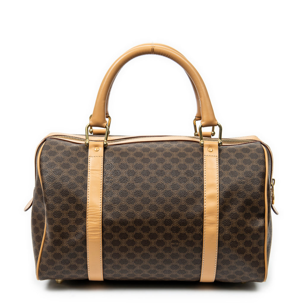 Bolso de mano Boston pequeño vintage de lona revestida Macadam marrón