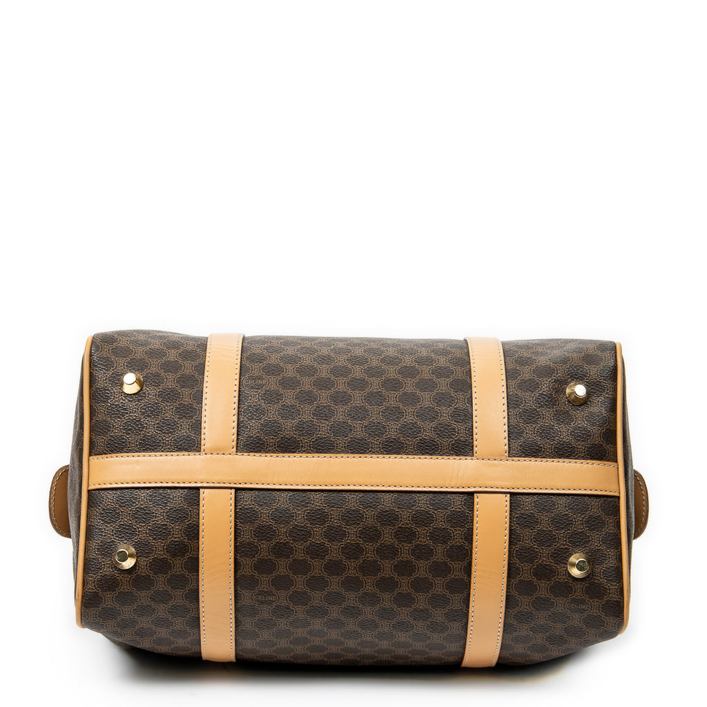 Bolso de mano Boston pequeño vintage de lona revestida Macadam marrón