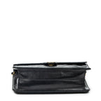 Shoulder Bag Vintage Push Lock Straight Flap Black Quilted Lambskin Leather