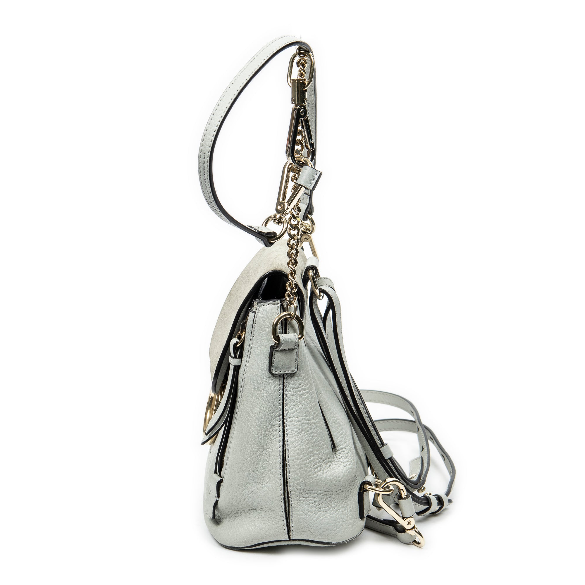 Mochila Pequeña Faye de Piel de Becerro Azul Claro