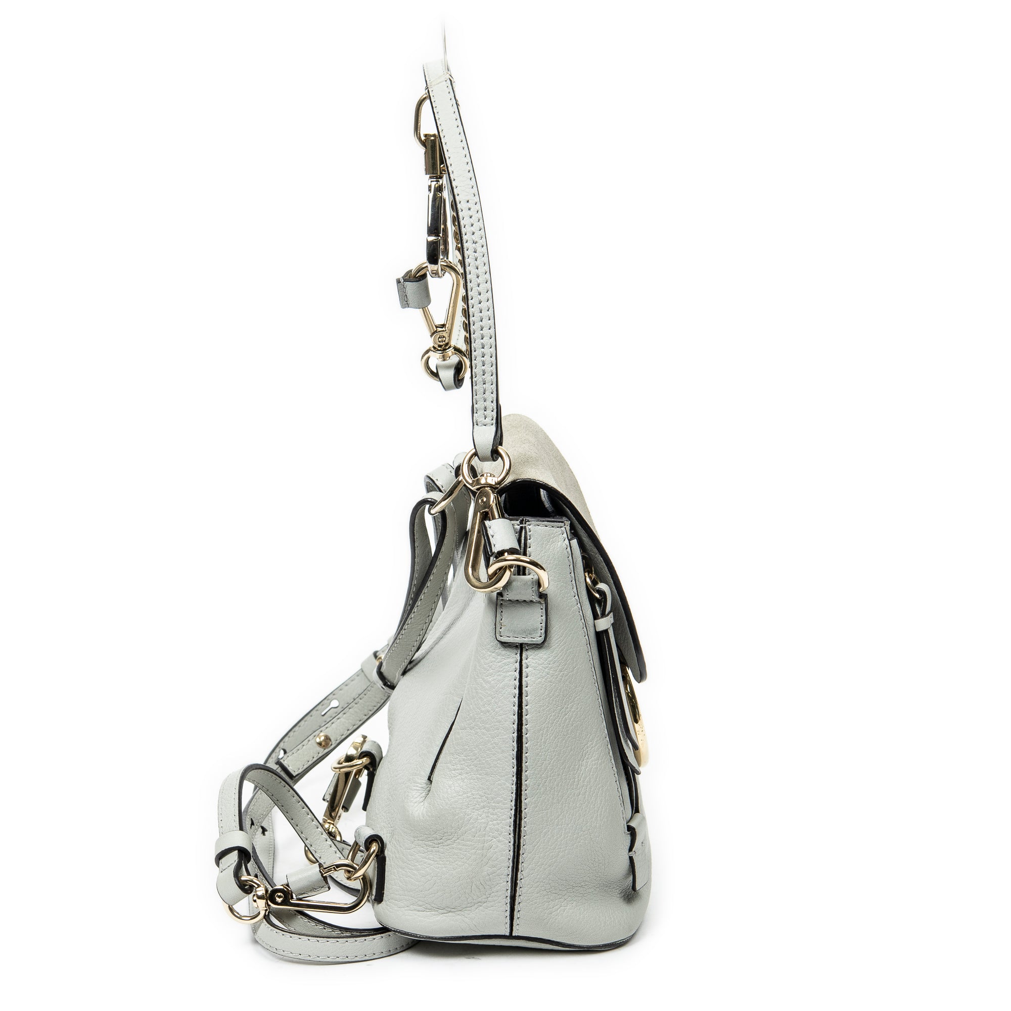 Mochila Pequeña Faye de Piel de Becerro Azul Claro