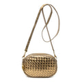 Shoulder Bag Vintage Camera Crossbody Gold Intrecciato Leather