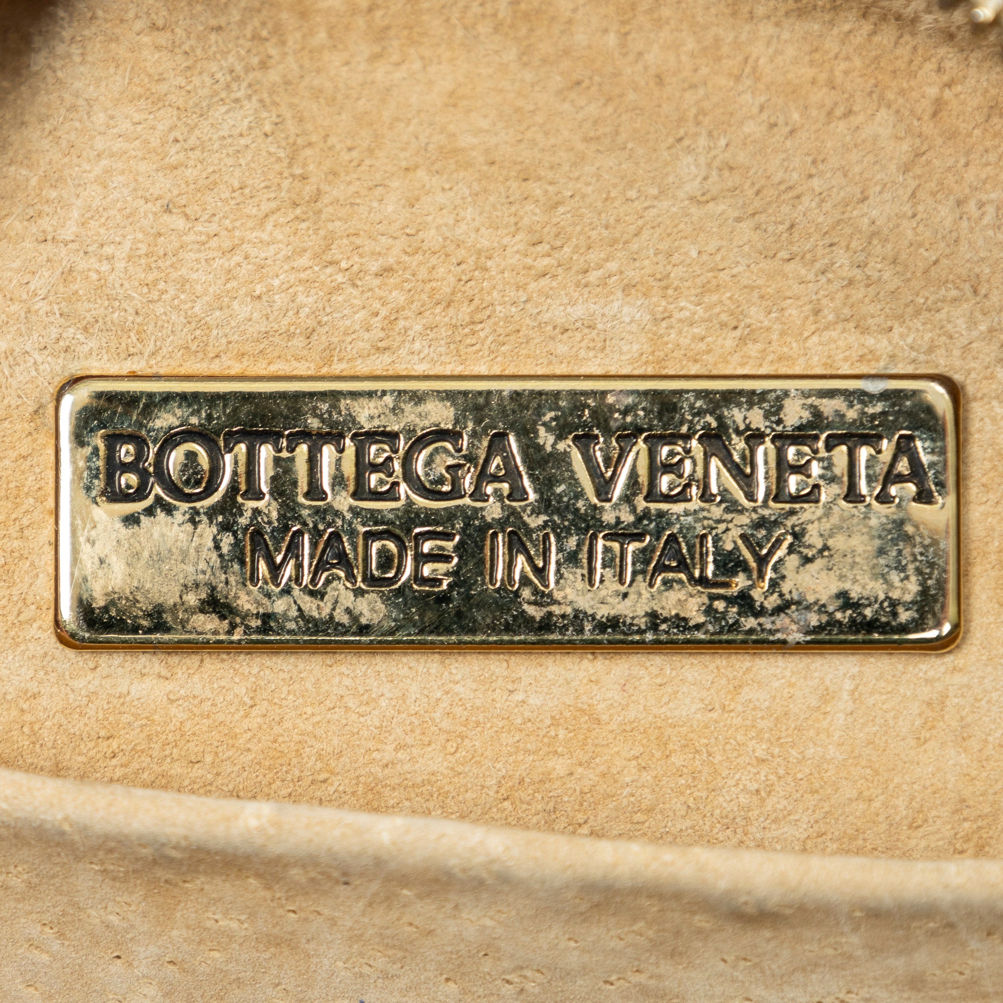 Shoulder Bag Vintage Camera Crossbody Gold Intrecciato Leather