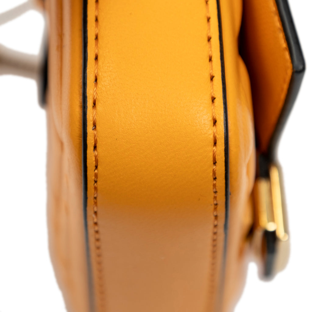 Shoulder Bag Nano Baguette Charm Yellow Zucca Embossed Leather