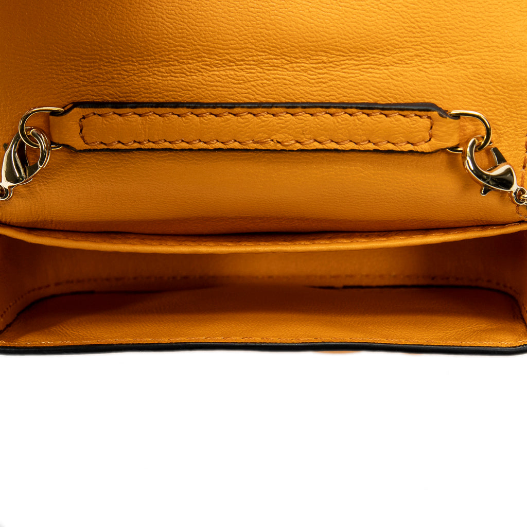 Shoulder Bag Nano Baguette Charm Yellow Zucca Embossed Leather