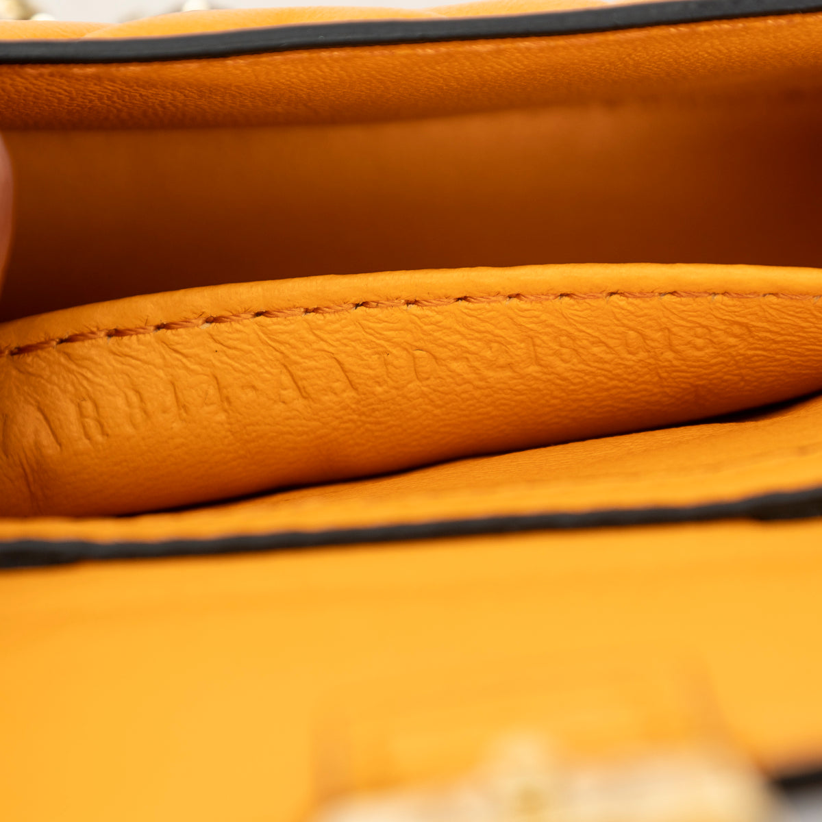 Shoulder Bag Nano Baguette Charm Yellow Zucca Embossed Leather