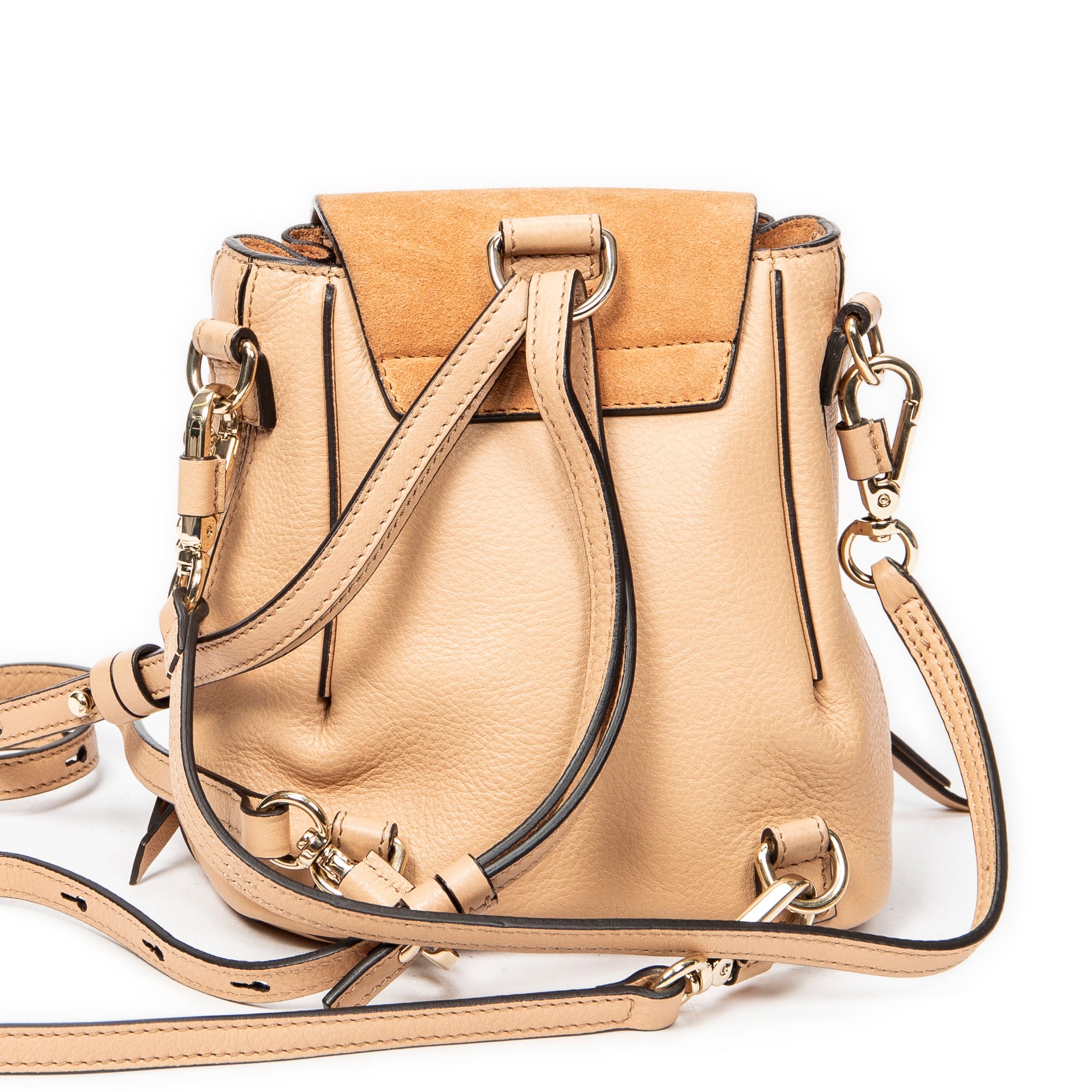 chloe faye mini backpack yellow Small Suede Calfskin Gold Hardware Blush Nude tone and pale gold Chloe Mini Faye Backpack