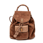 Backpack Mini Bamboo Backpack Brown Suede Leather