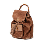 Backpack Mini Bamboo Backpack Brown Suede Leather