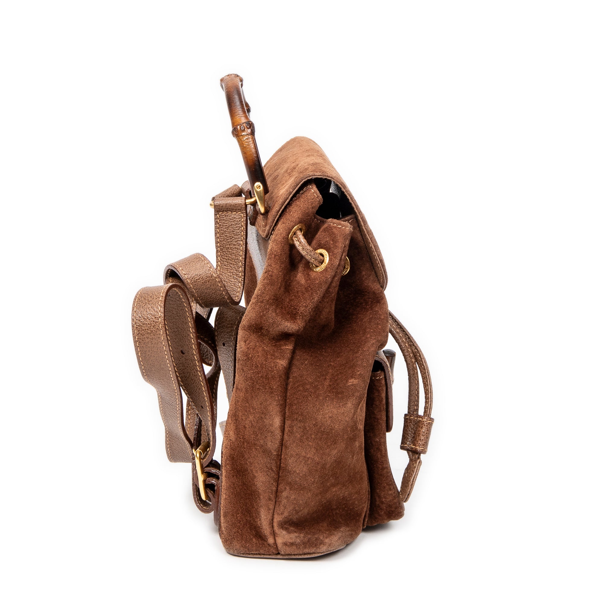 Backpack Mini Bamboo Backpack Brown Suede Leather