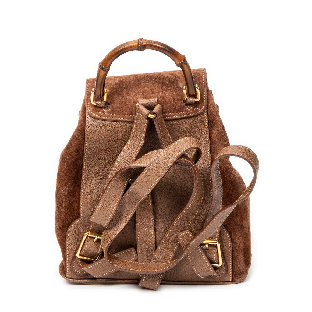 Backpack Mini Bamboo Backpack Brown Suede Leather