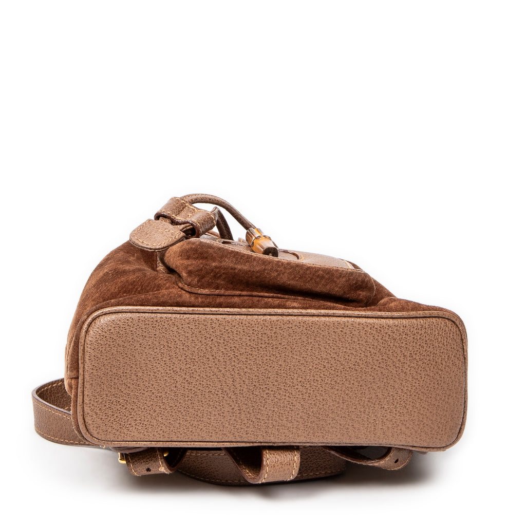 Backpack Mini Bamboo Backpack Brown Suede Leather