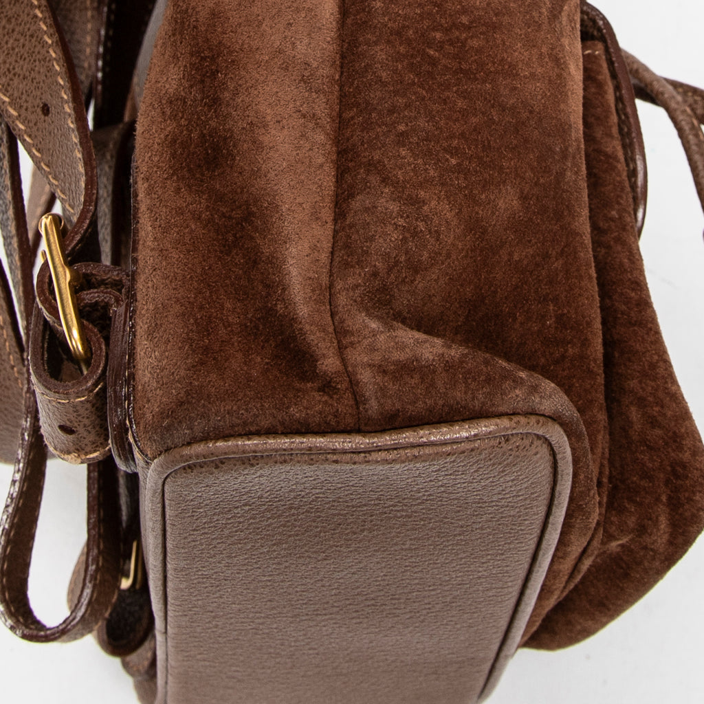 Backpack Mini Bamboo Backpack Brown Suede Leather