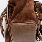 Backpack Mini Bamboo Backpack Brown Suede Leather