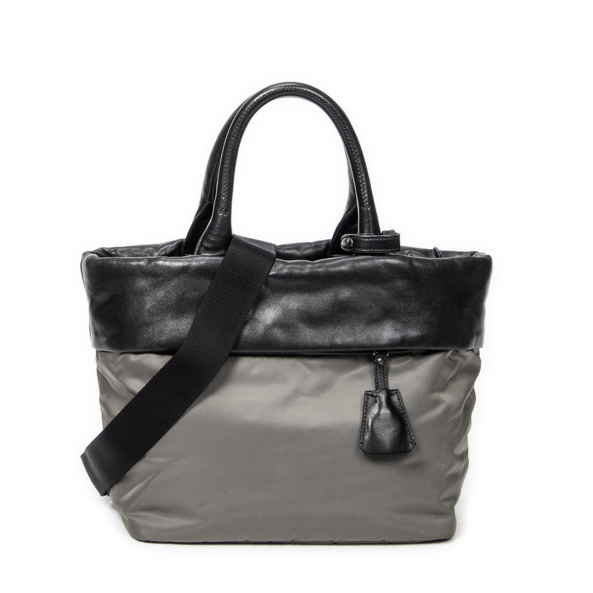 Shoulder Bag Reversible Tote Grey Nylon Canvas