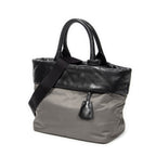 Shoulder Bag Reversible Tote Grey Nylon Canvas
