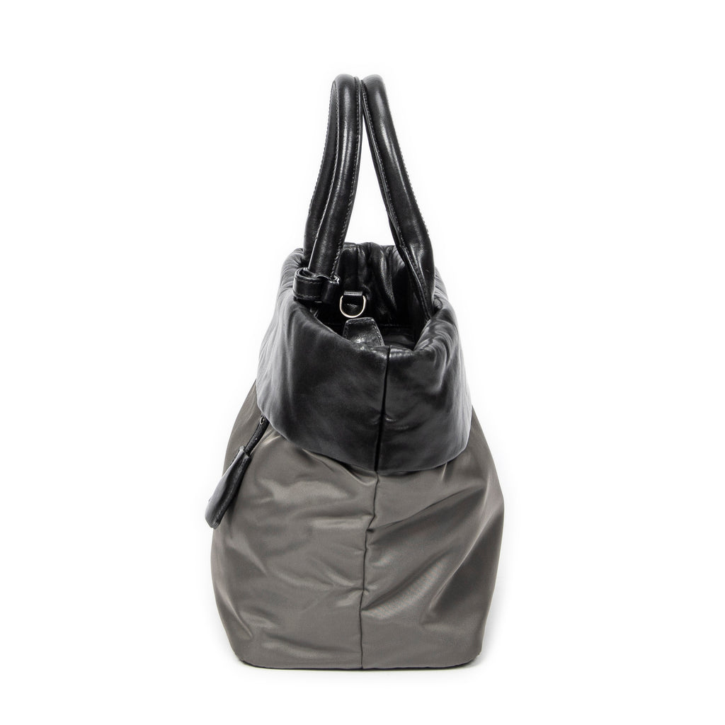 Shoulder Bag Reversible Tote Grey Nylon Canvas