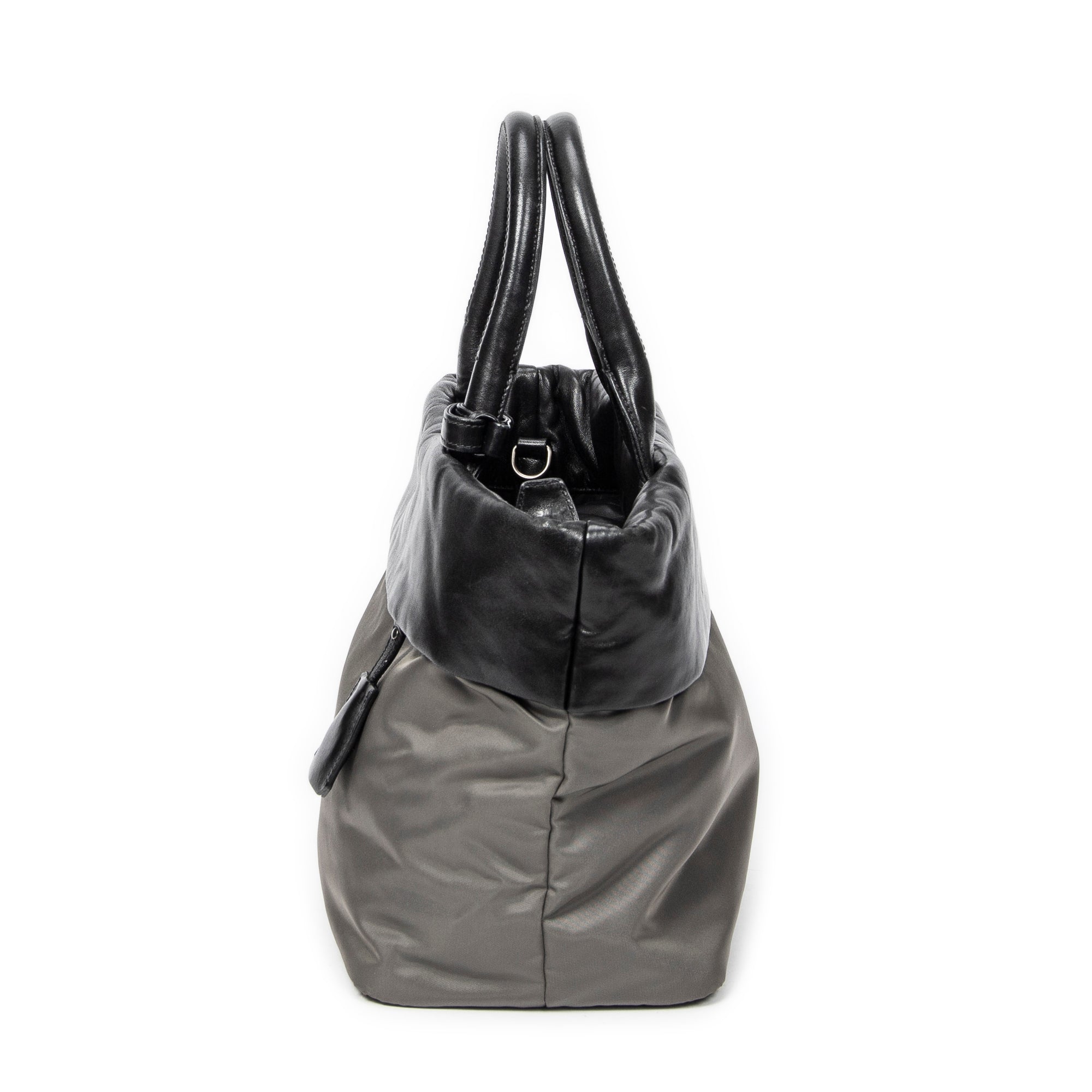 Shoulder Bag Reversible Tote Grey Nylon Canvas