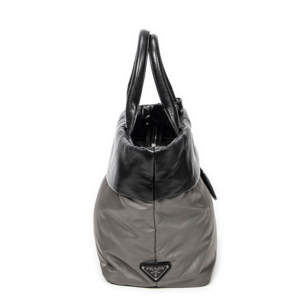 Shoulder Bag Reversible Tote Grey Nylon Canvas