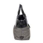 Shoulder Bag Reversible Tote Grey Nylon Canvas