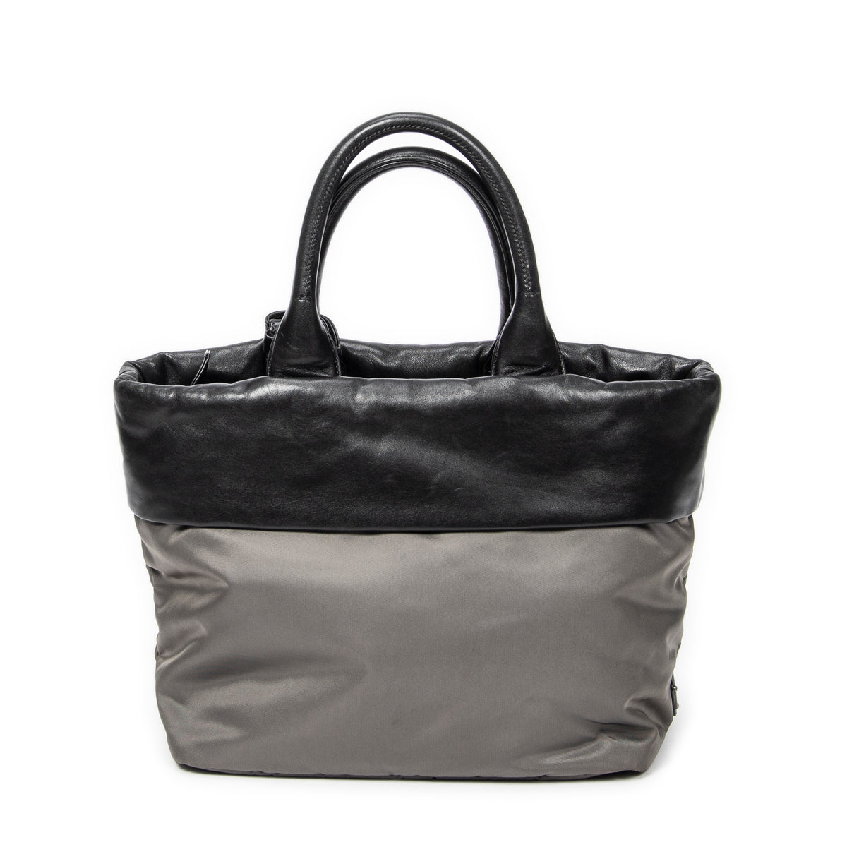 Shoulder Bag Reversible Tote Grey Nylon Canvas
