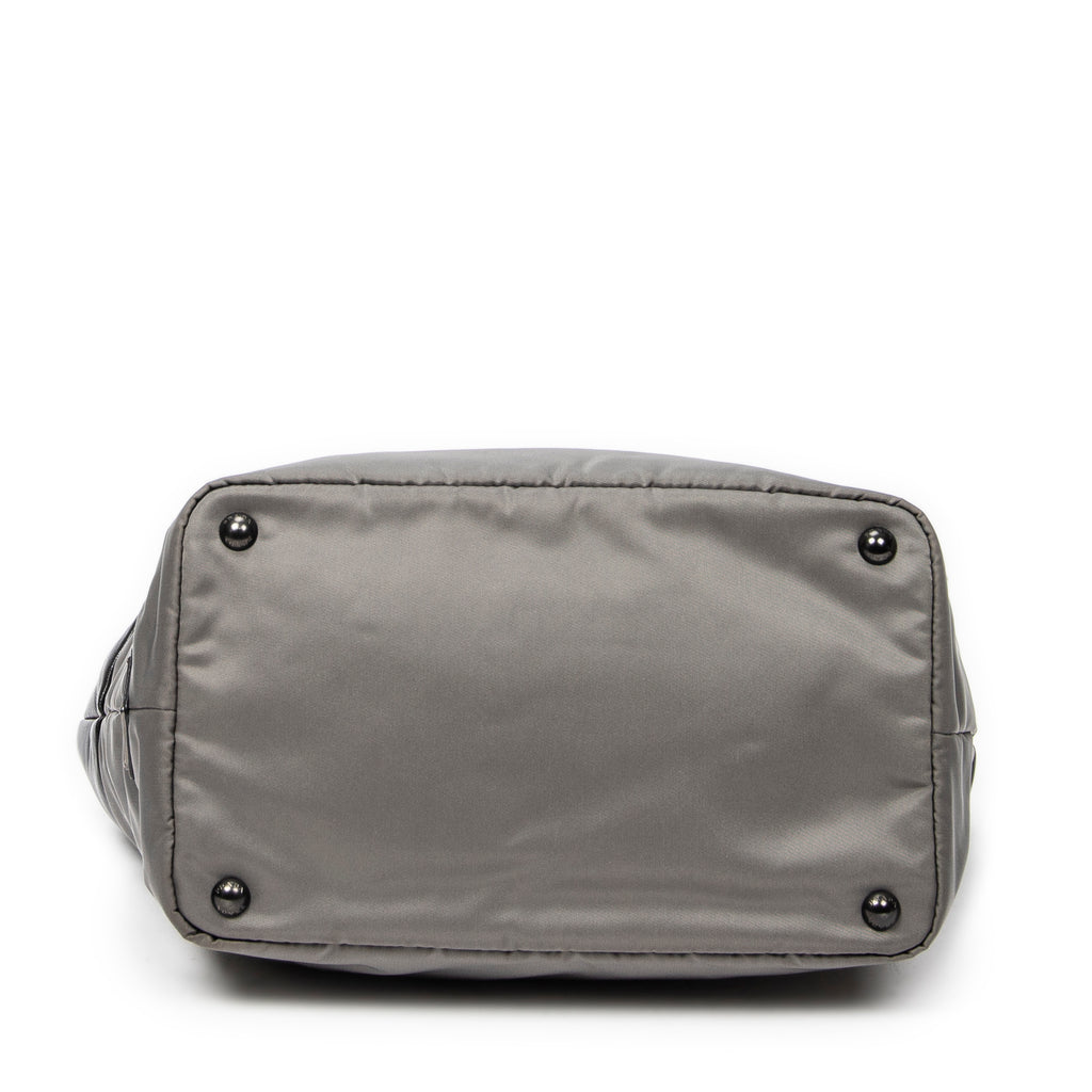 Shoulder Bag Reversible Tote Grey Nylon Canvas