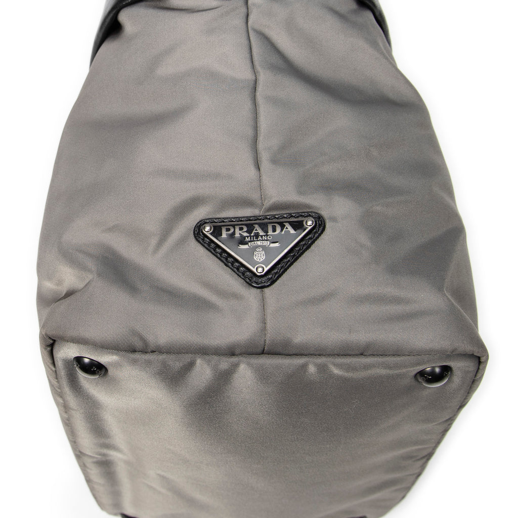 Shoulder Bag Reversible Tote Grey Nylon Canvas