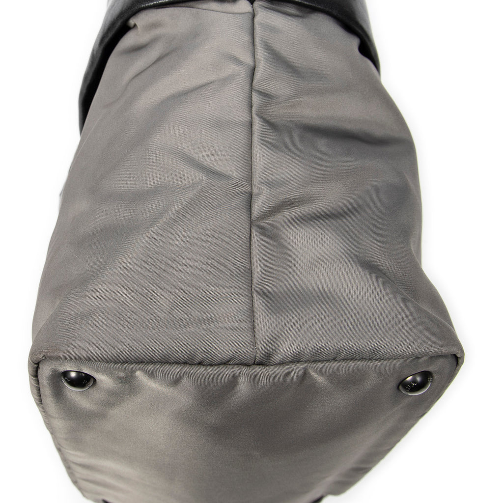 Shoulder Bag Reversible Tote Grey Nylon Canvas