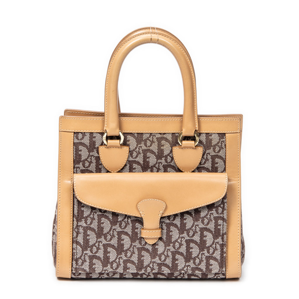 Shoulder Bag Trotter Front Pocket Tote Beige Diorissimo Canvas