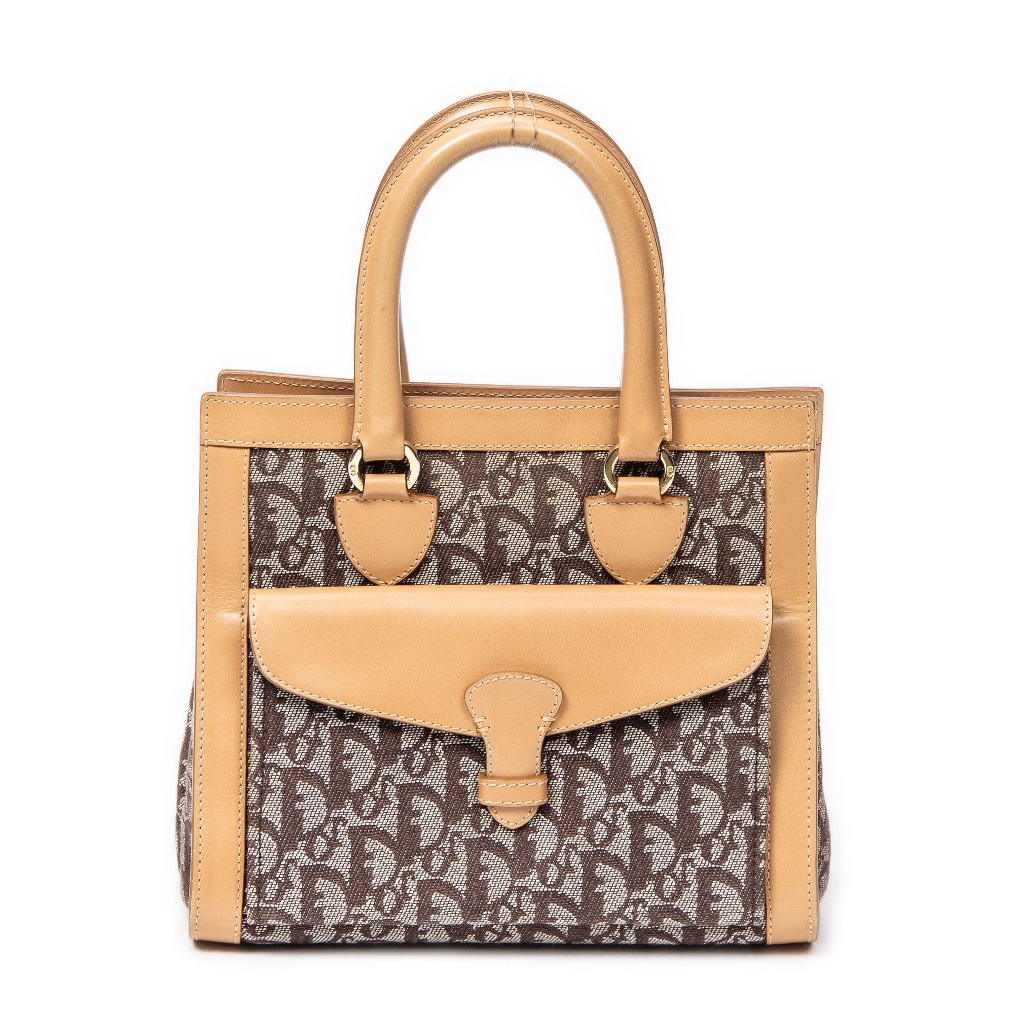 Shoulder Bag Trotter Front Pocket Tote Beige Diorissimo Canvas