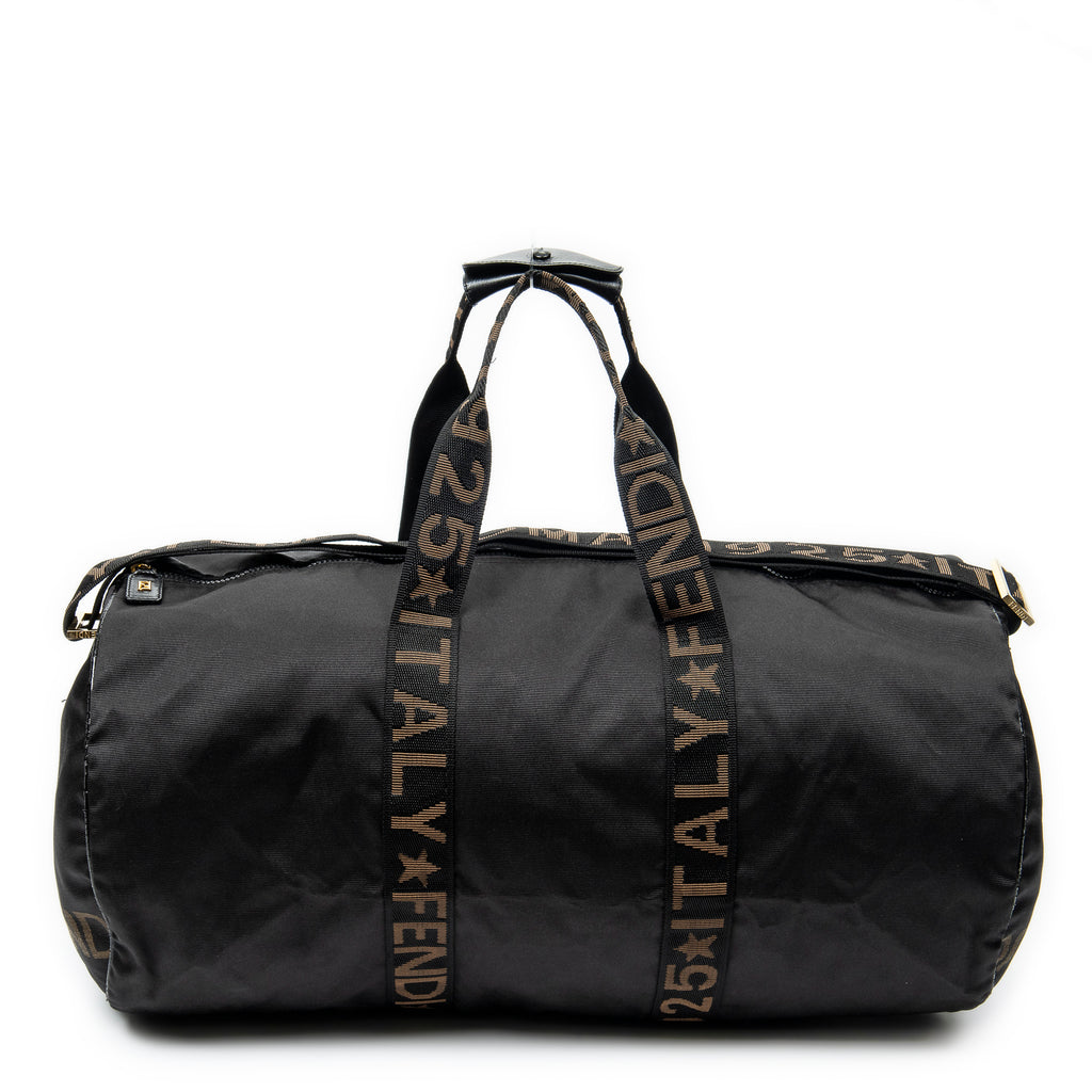 Travel Bag Vintage Large Logo Duffle Black Nylon Canvas
