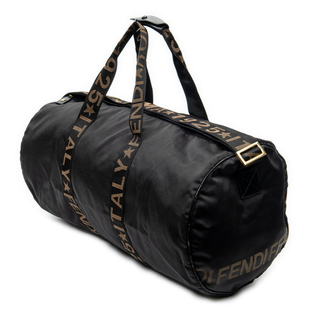 Travel Bag Vintage Large Logo Duffle Black Nylon Canvas