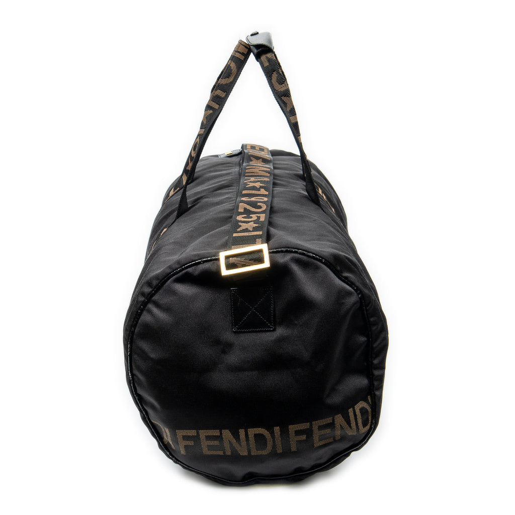 Travel Bag Vintage Large Logo Duffle Black Nylon Canvas