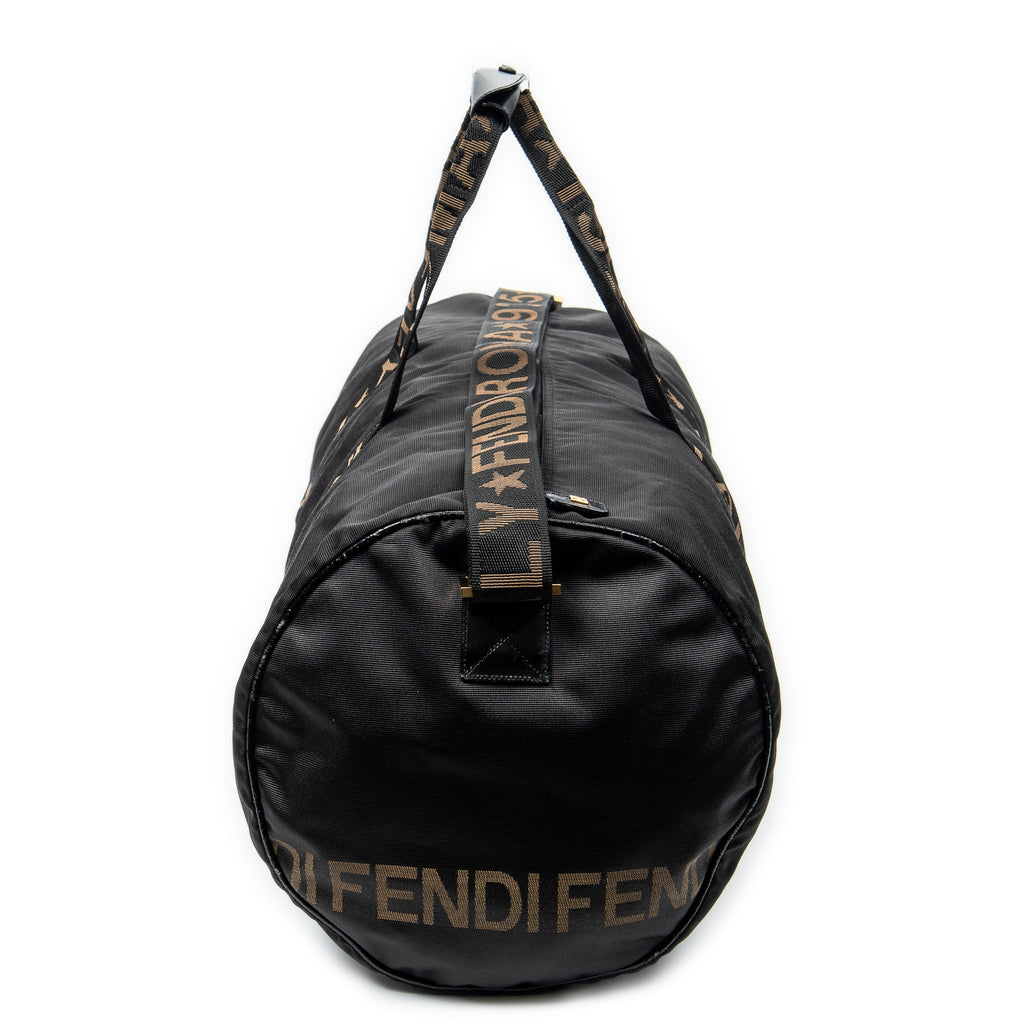 Travel Bag Vintage Large Logo Duffle Black Nylon Canvas