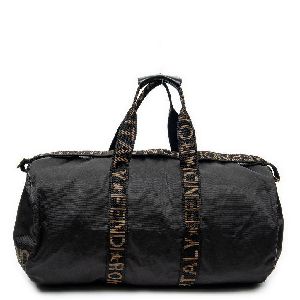 Travel Bag Vintage Large Logo Duffle Black Nylon Canvas