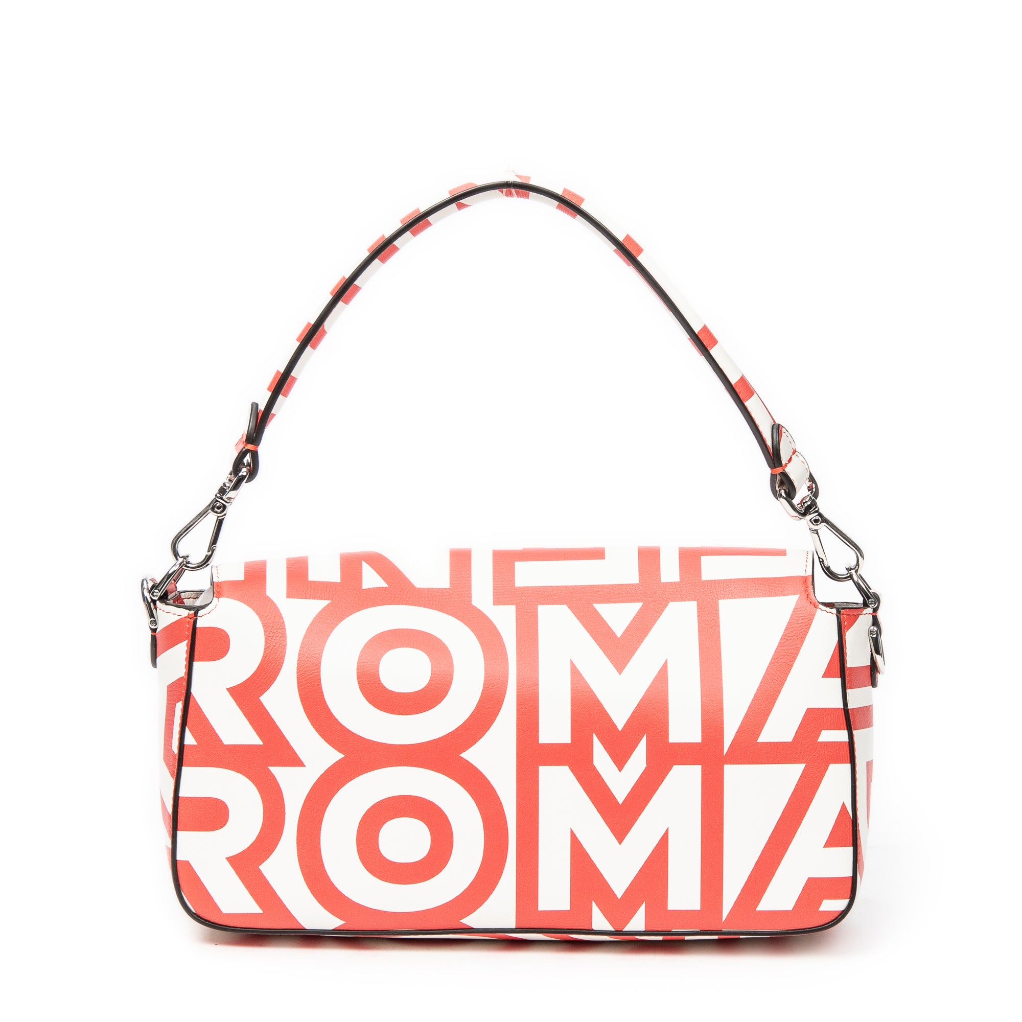 Shoulder Bag Baguette Red Printed Leather