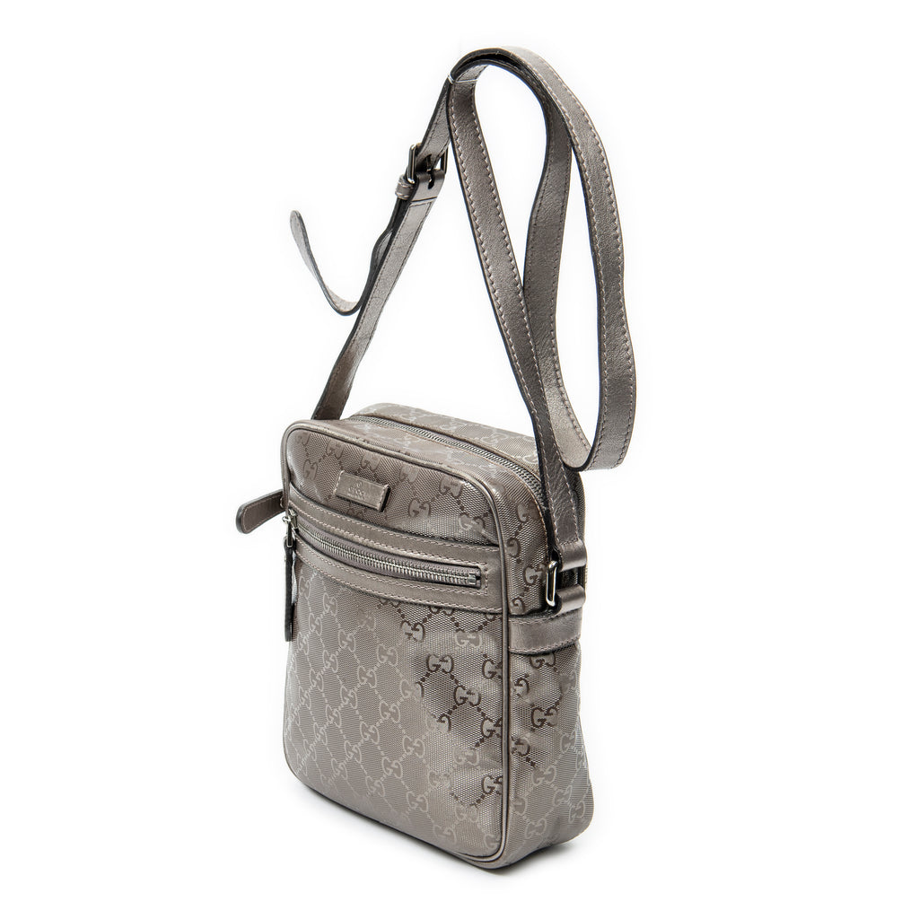 Shoulder Bag Zip Crossbody Metallic Rose Guccissima Imprint Coated Canvas