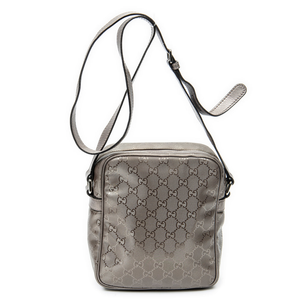 Shoulder Bag Zip Crossbody Metallic Rose Guccissima Imprint Coated Canvas